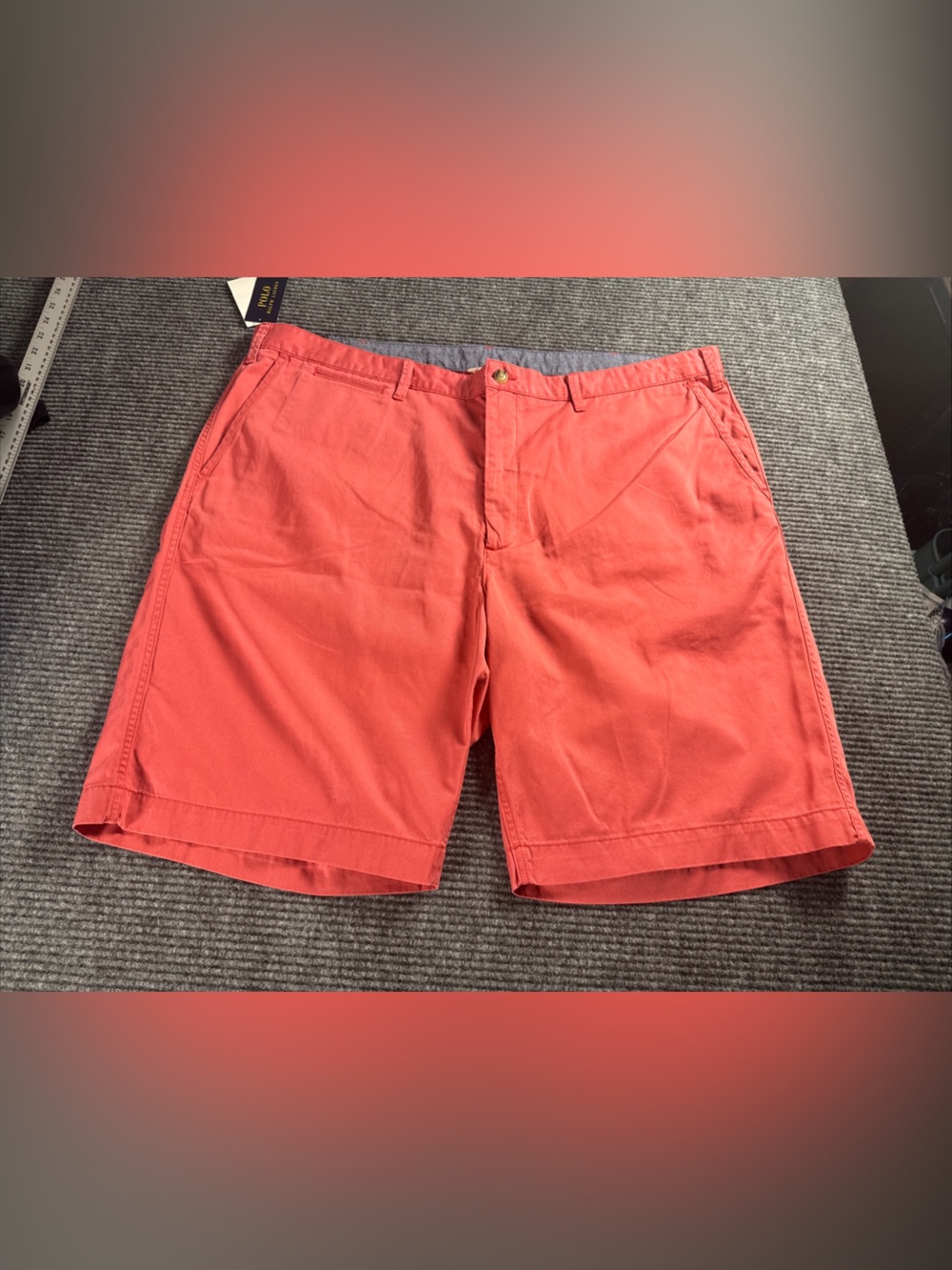 Polo Ralph Lauren Salmon Classic Fit Cotton Blend Chino Shorts Pony Mens 46B NWT